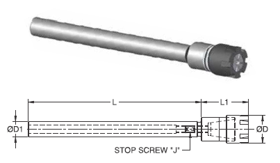 D 0.500 ER16M 5.50 ER Cylindrical Collet Chuck With Mini Nuts